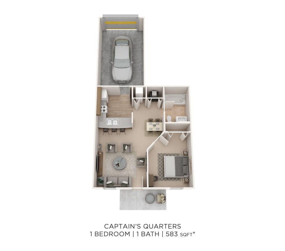 Floor Plan - One Bedroom - 583 sqft