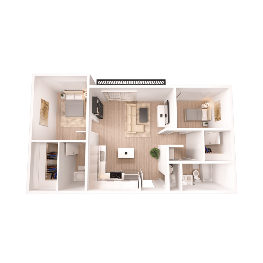 Two Bedroom Two Bathroom Plan B Floor Plan at The Edison in Reno, NV - The Ohio