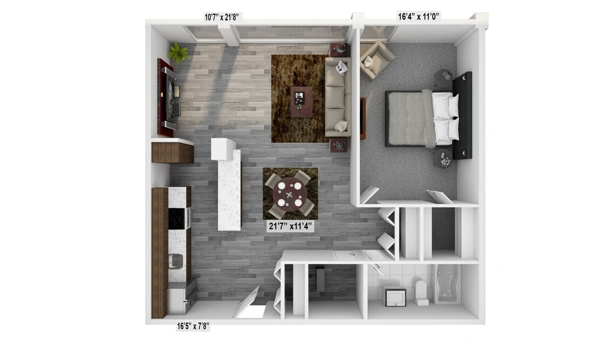 Floor Plan - 1 Bed Deluxe C