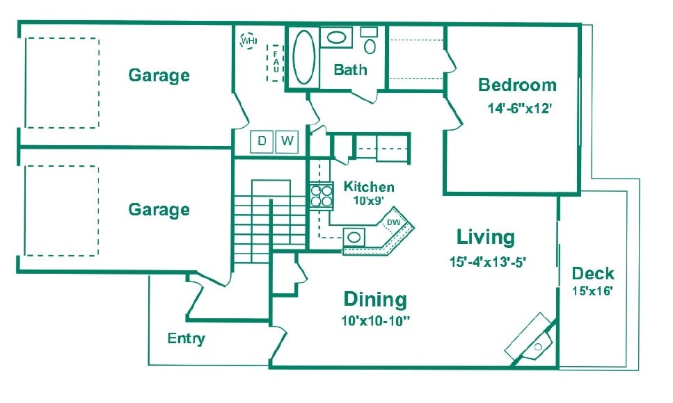 Floor Plan - One Bedroom Style A Estates
