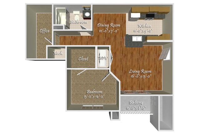 1BR/1BA - One Bedroom w/ bonus room