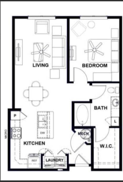Floor Plan - A5 741sf 1/1