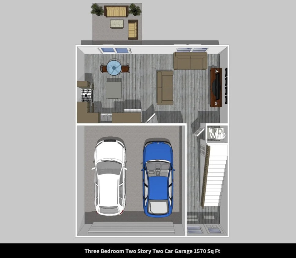 Floor Plan - 2 Story 3 Bedroom Townhome