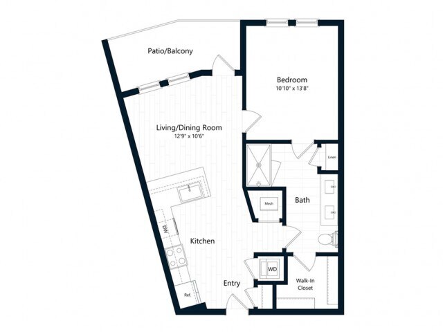 Floor Plan - One Bedroom One Bath (675 SF)