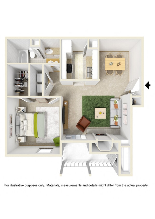 Floor Plan - Large One Bed One Bath