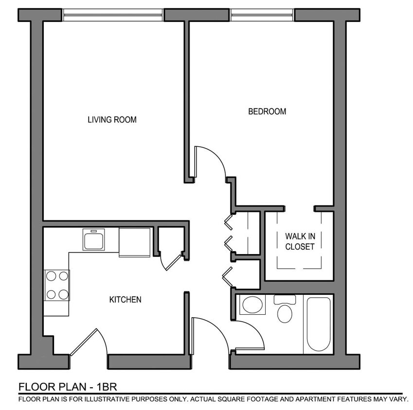 Floor Plan-1BR - Furnished One Bedroom