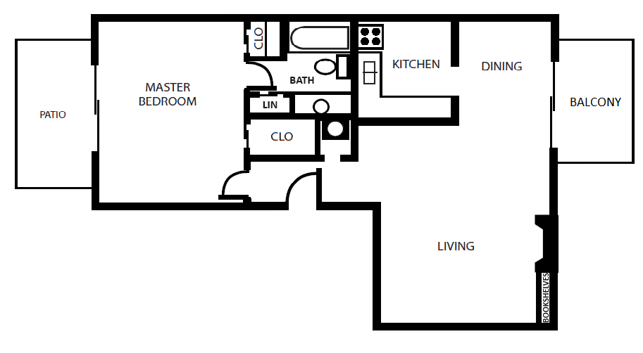 Floor Plan - 1Bed | 1 Bath | 763 sq ft