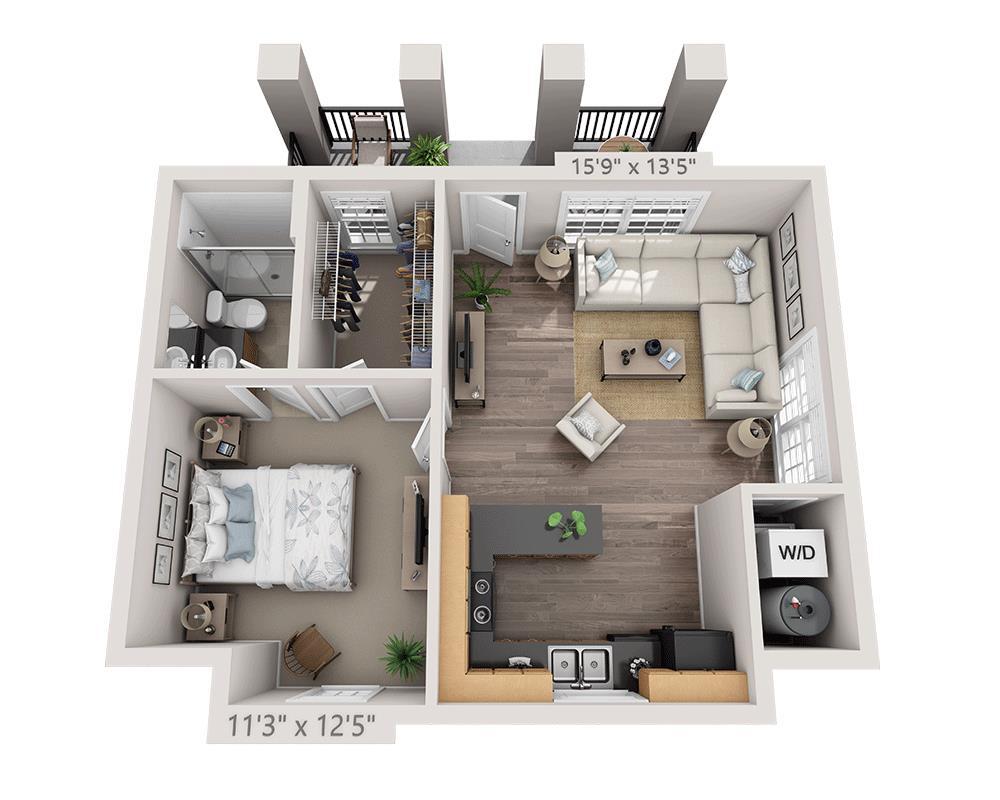Floor Plan - One Bedroom A1C