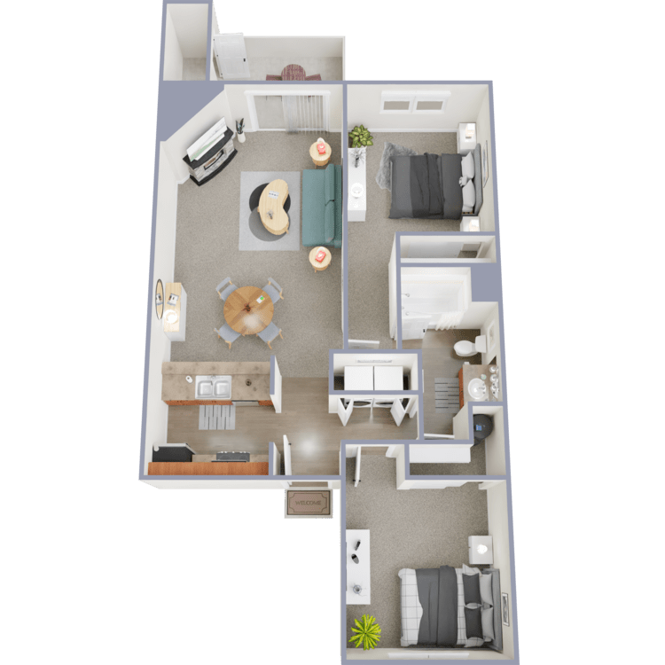 Floor Plan - 2 Bedroom 1 Bath	