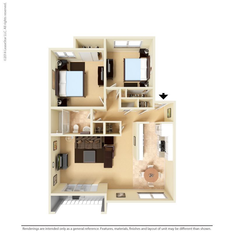 Floor Plan - Large 2 Bed 1 Bath