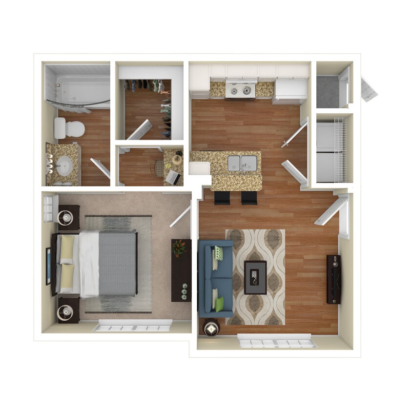 Floor Plan - 1 Bed 1 Bath 549 SqFt (549 Net) 