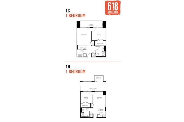 Floor Plan - 1 Bedroom 1 Bath 675 sq. ft.