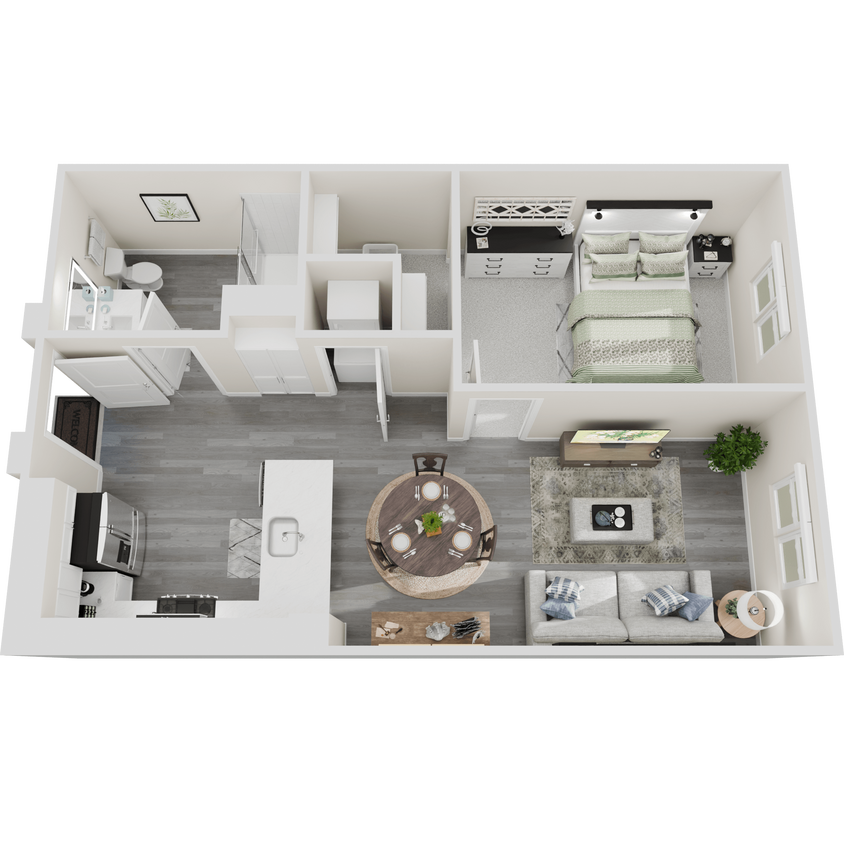 Floor Plan - 1 Bedroom, 1 Bathroom