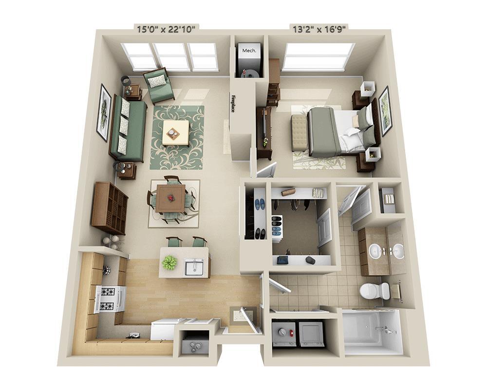 Floor Plan - One Bedroom A1K