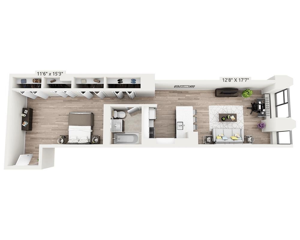 Floor Plan - Studio w/ Home Office Q