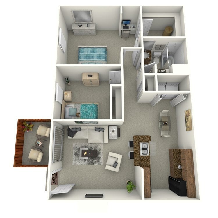 Floor Plan - Two Bedroom One Bath - Renovated