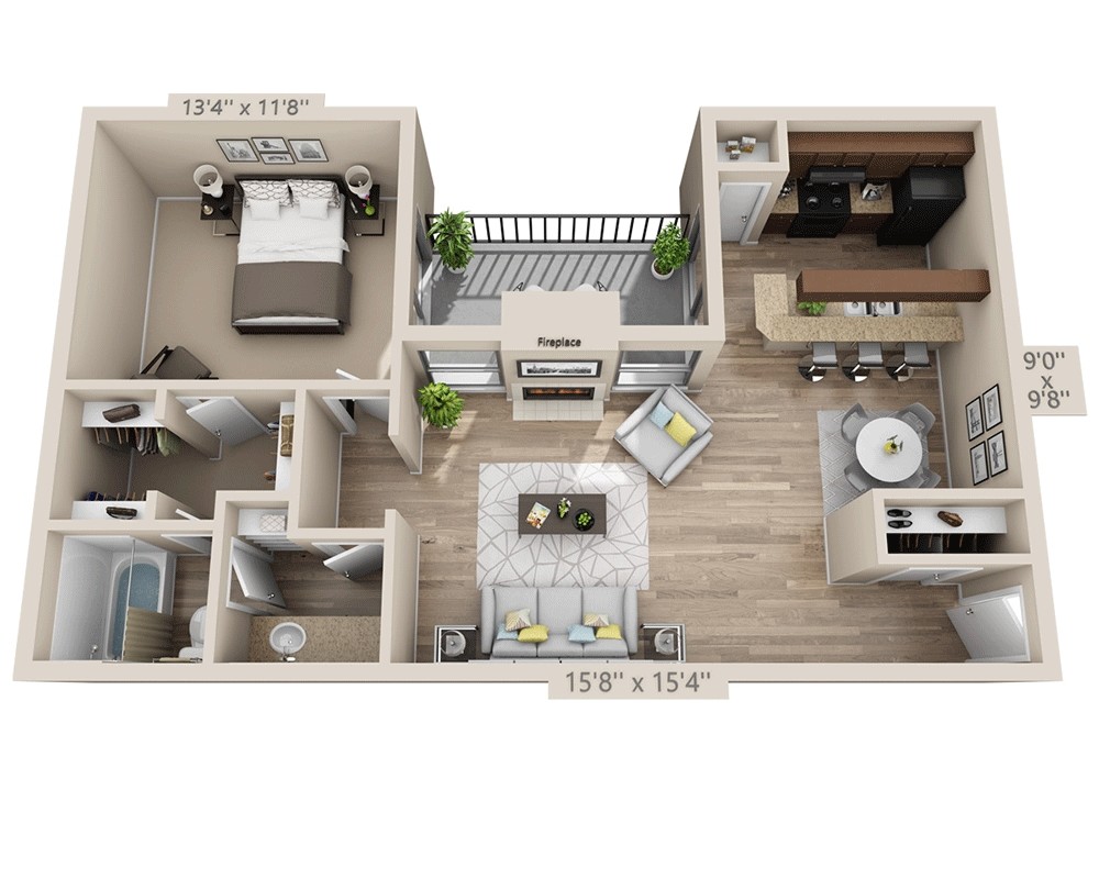 Floor Plan - One Bedroom A1BCW
