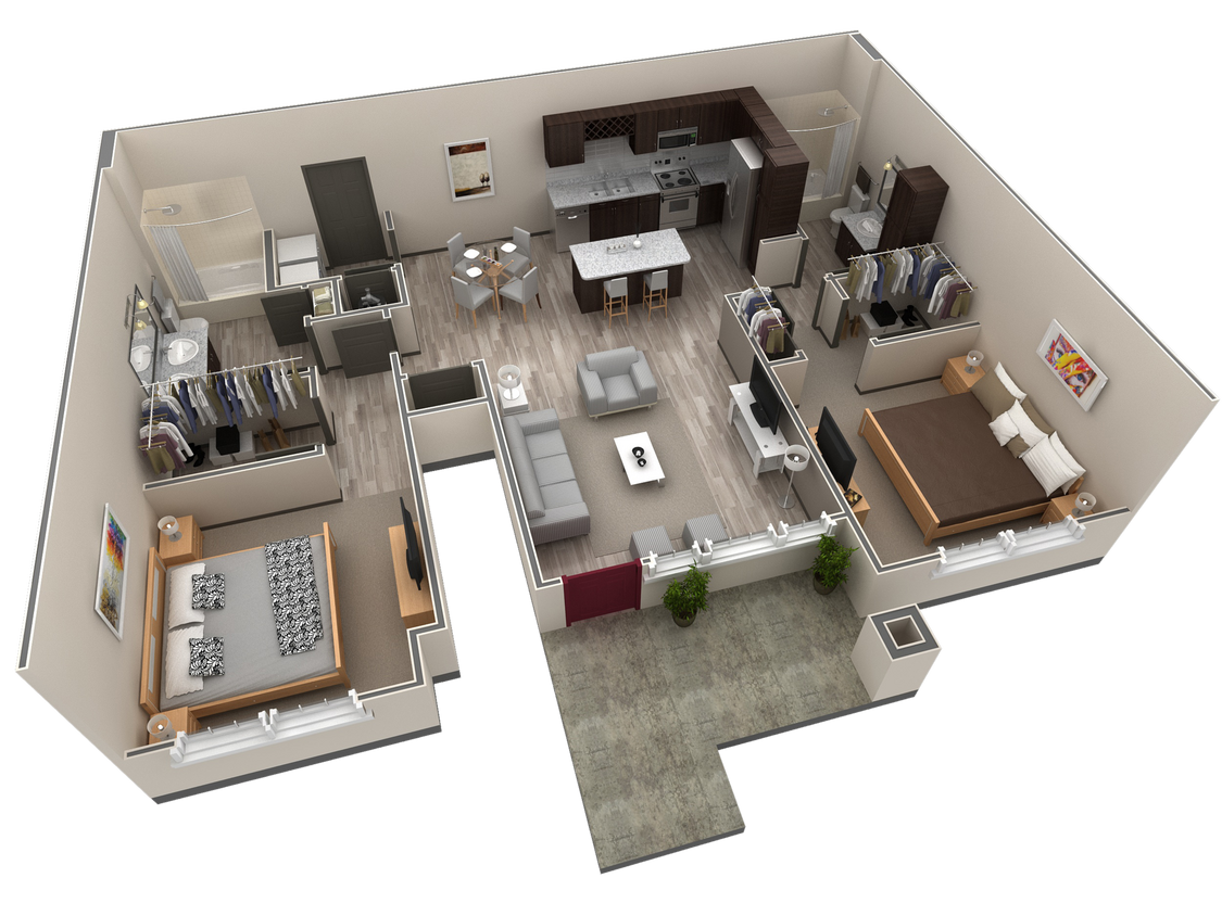 Floor Plan - 2 BR Grand Courtyard