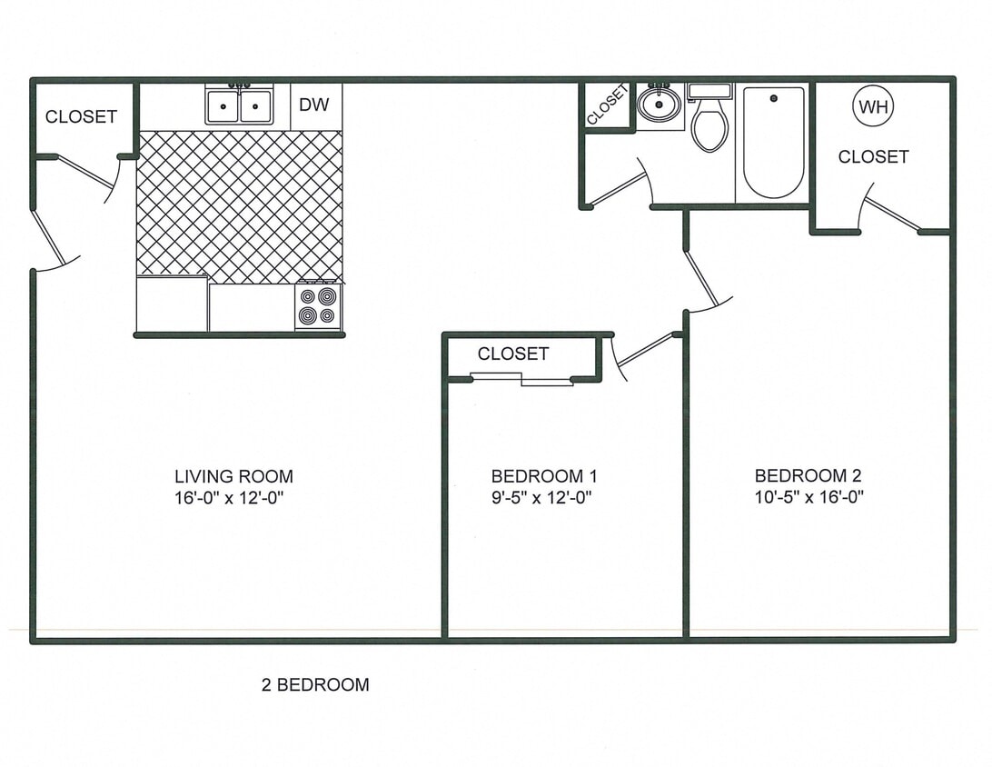 Floor Plan - 2 Bedroom/ 1 Bath Flat