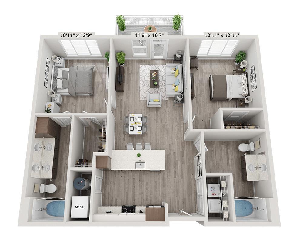 Floor Plan - Two Bedroom B2H