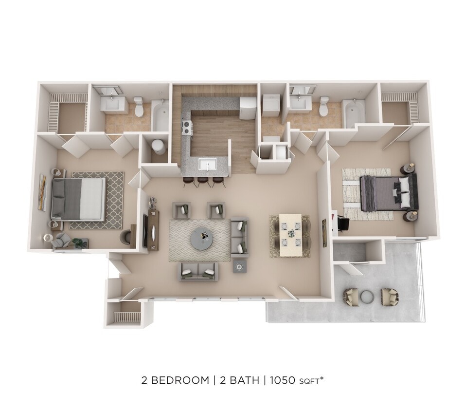 Floor Plan - Two Bedroom 2 Bath
