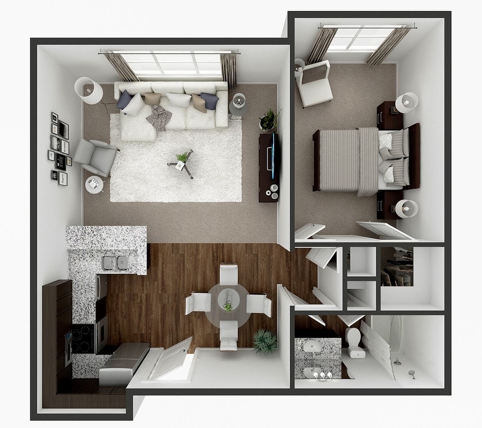 Floor Plan - 1 Bedroom 1 Bath  850 sq ft