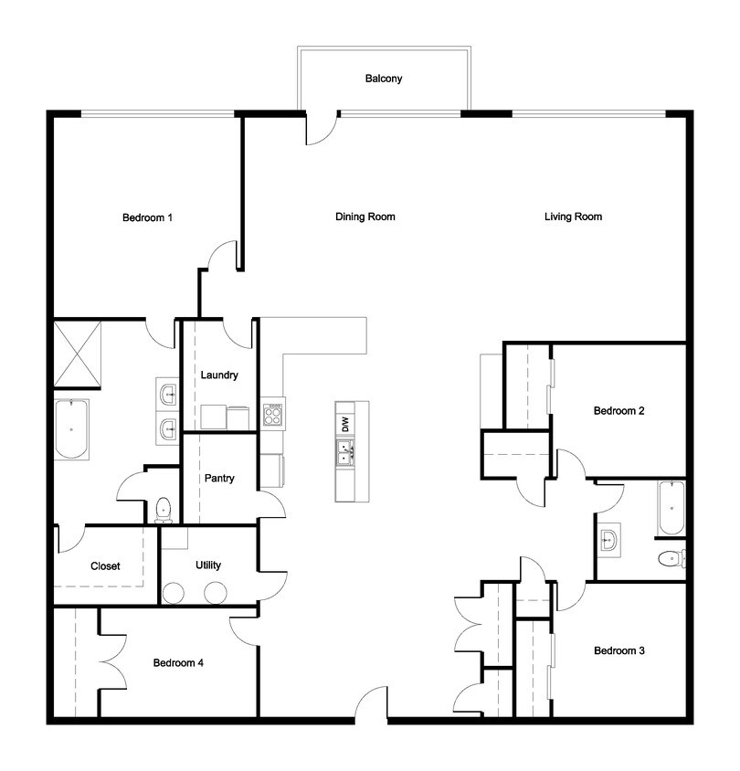 Floor Plan #402 - 4 bed 2 bath