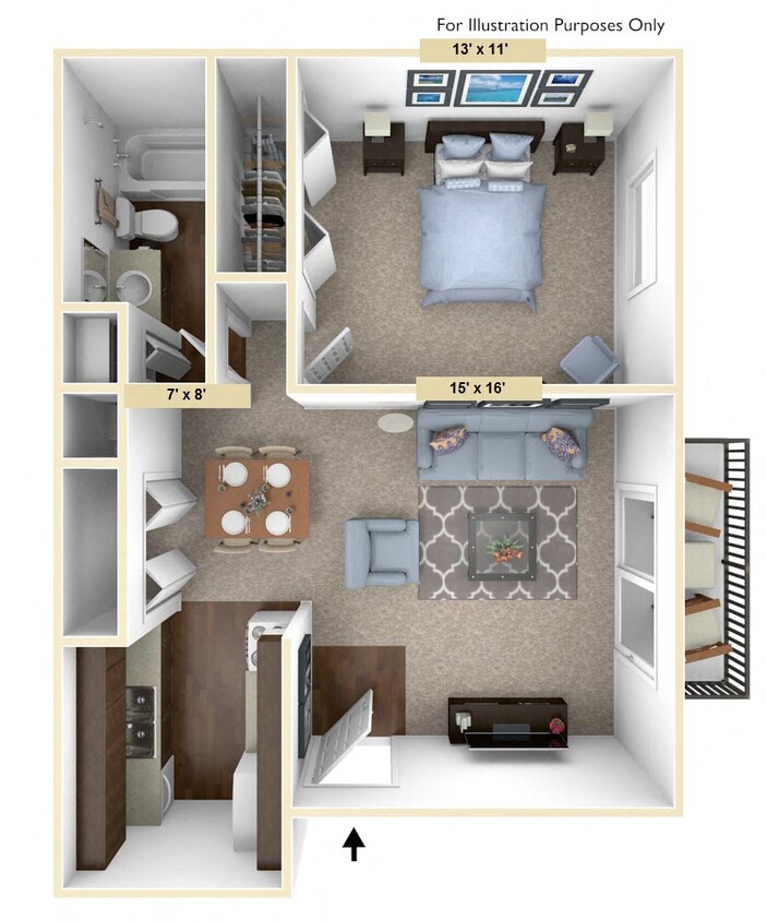 Floor Plan - Timberland One Bedroom 