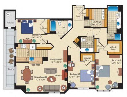 Floor Plan - 3 Bed/2 Bath-C5