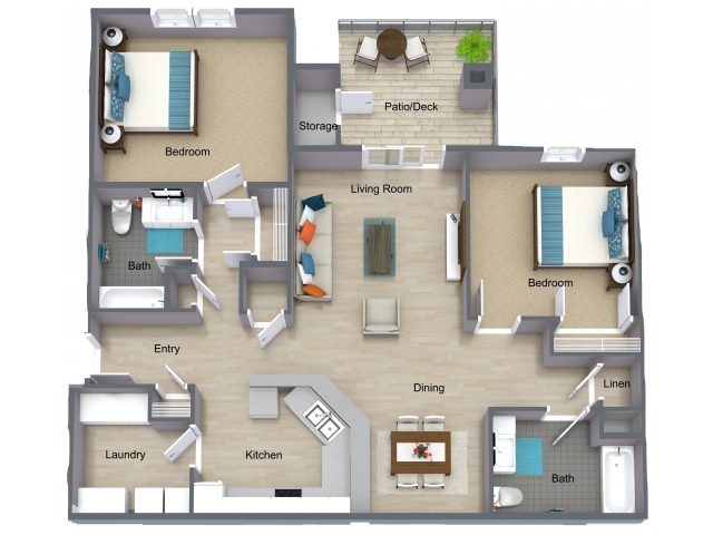 TWO BEDROOM - Floorplan D - 2x2 D