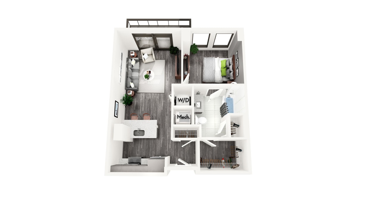 Floor Plan - AZB4 1 BEDROOM AND 1 BATH