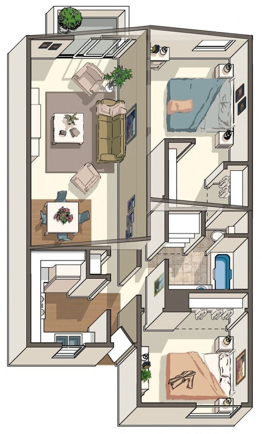 Floor Plan - 2 BED, 1 BATH