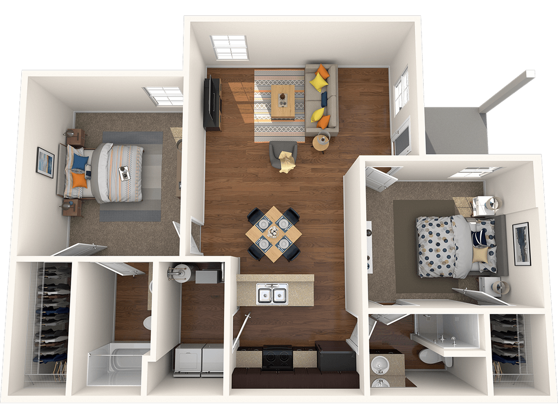 Floor Plan - Two Bedroom 1021 Sqft