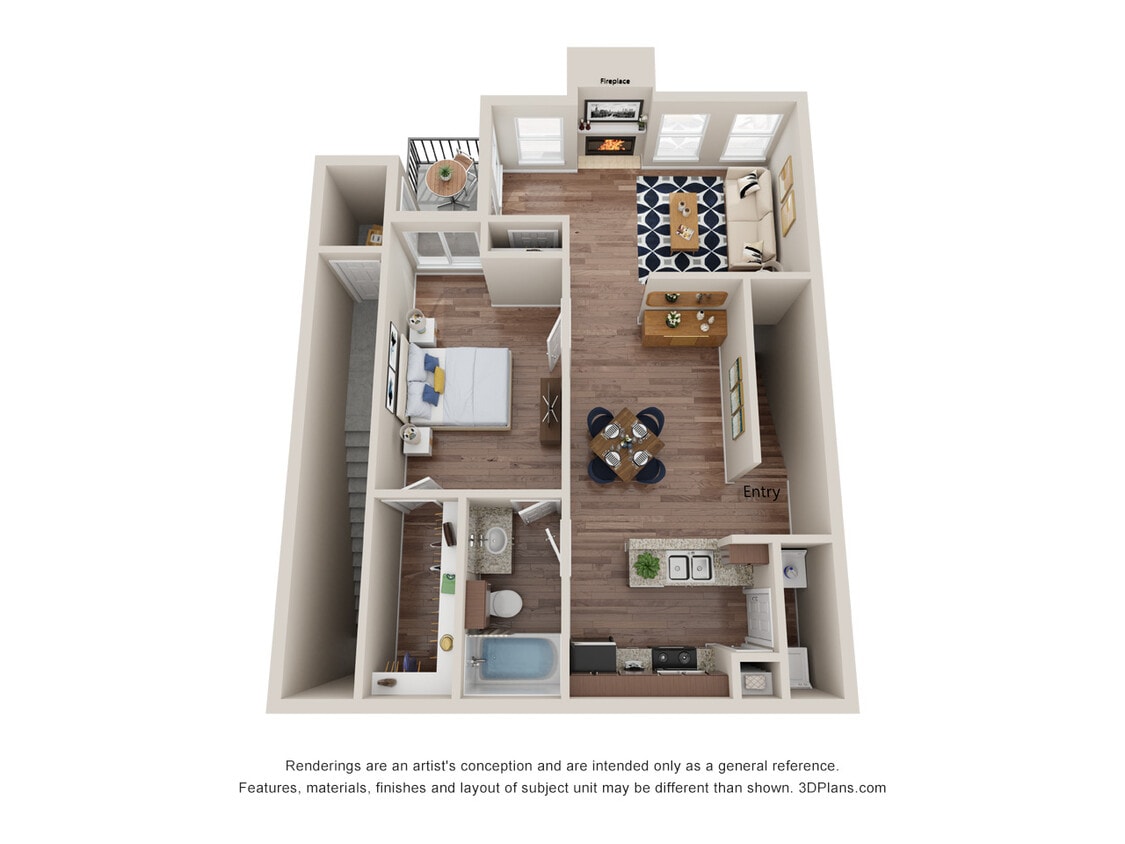 Floor Plan - 1 Bedroom, 1 Bath C