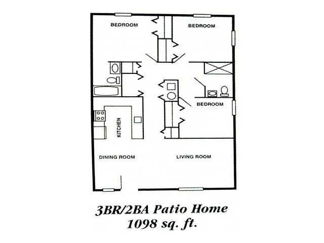 Floor Plan - 3 Bed 2 Bath (60%)