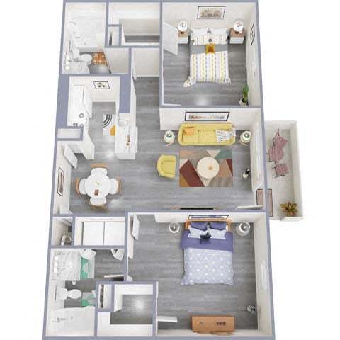 Floor Plan - 2 Bedroom x 2 Bath E