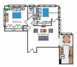Floor Plan - Renovated 2 Bedroom 05 Tier 