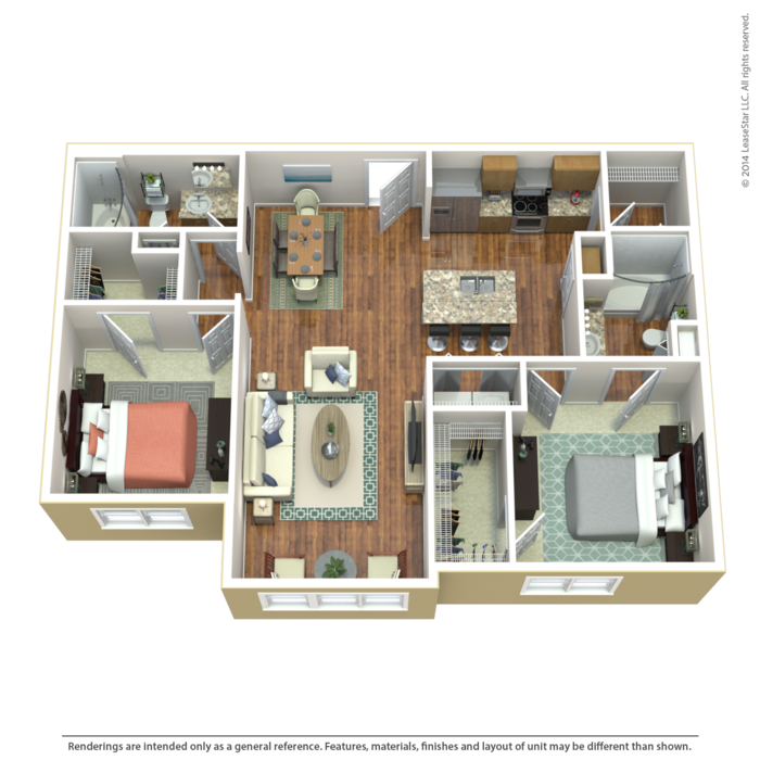 Floor Plan - 2 Bedroom 2 Bath Deluxe SR