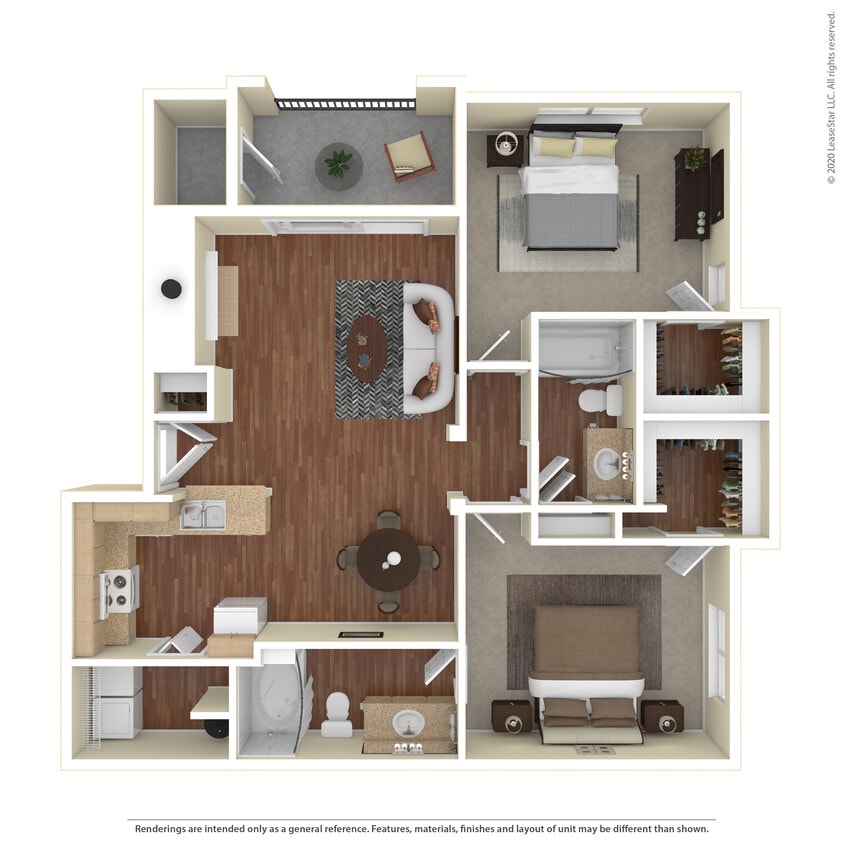 Floor Plan - 2 Bed 2 Bath Garage 1156 SqFt (1062 Net)