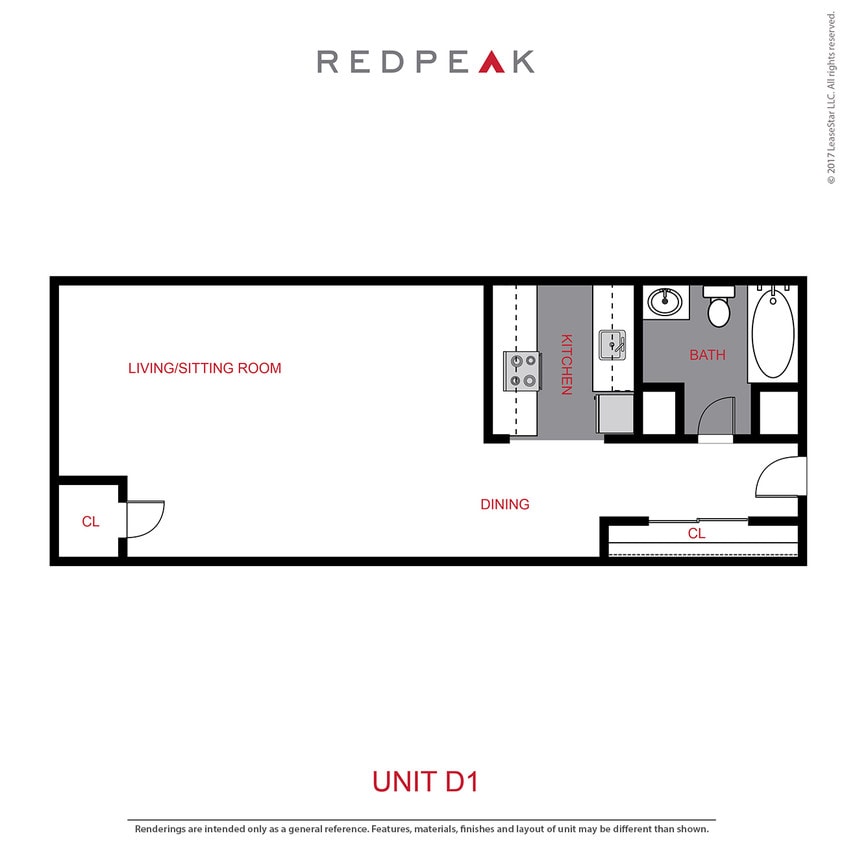 Floor Plan - S1 - Studio (565 sf)