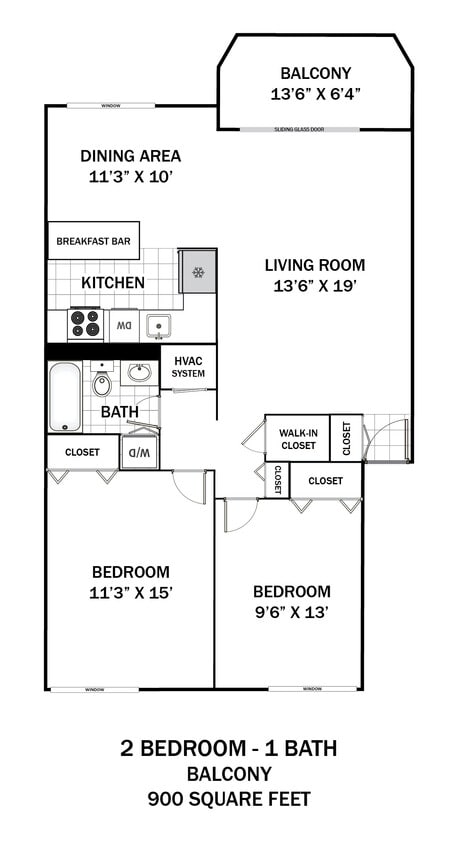 Floor Plan - 2 Bedroom Balcony
