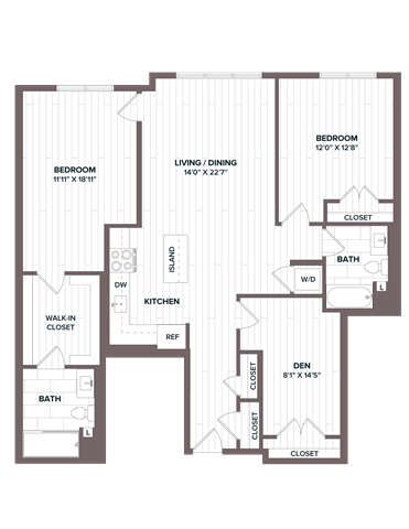 Floor Plan - 2 Bed/2 Bath Den - BD4 Bldg D