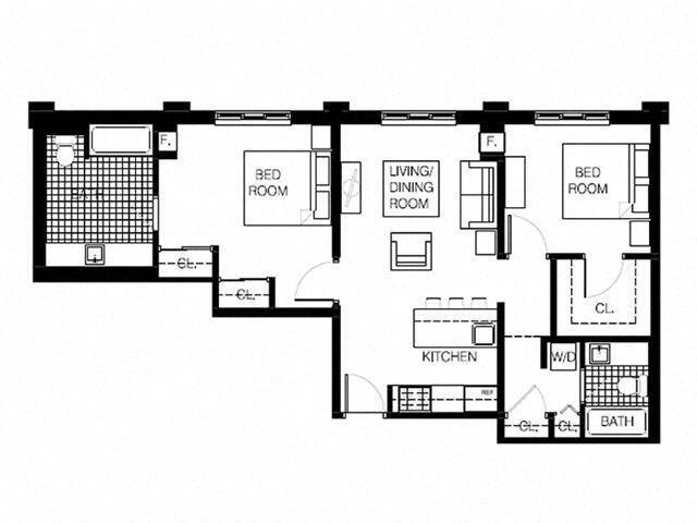 Floor Plan - 2 Bedrooms, 2 Bathrooms