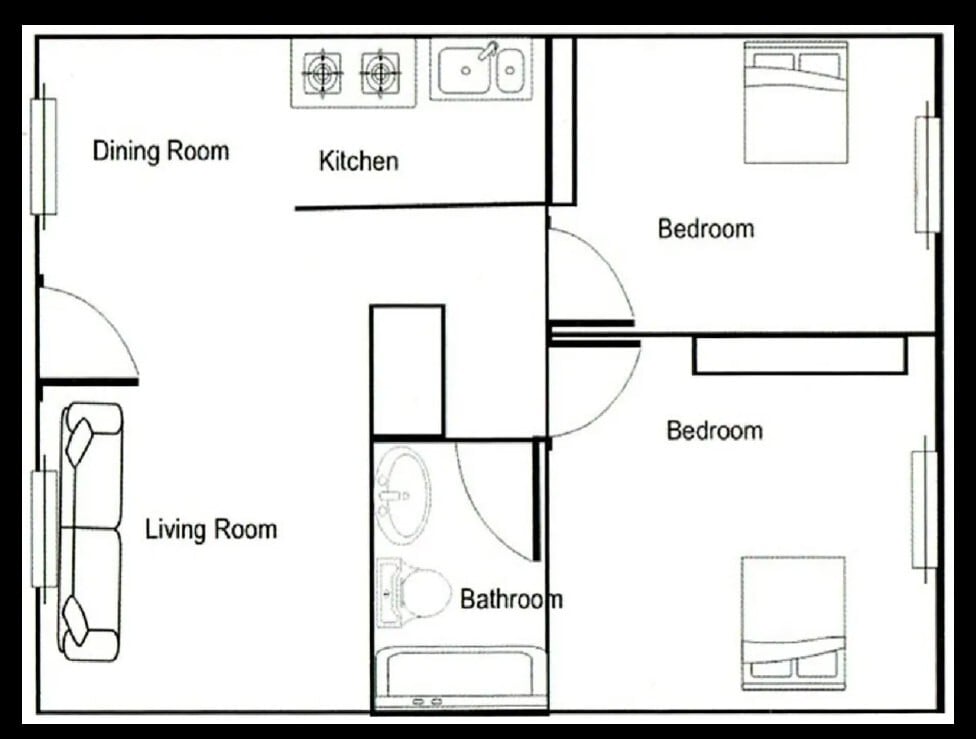Floor Plan - 2BR/1.0BA