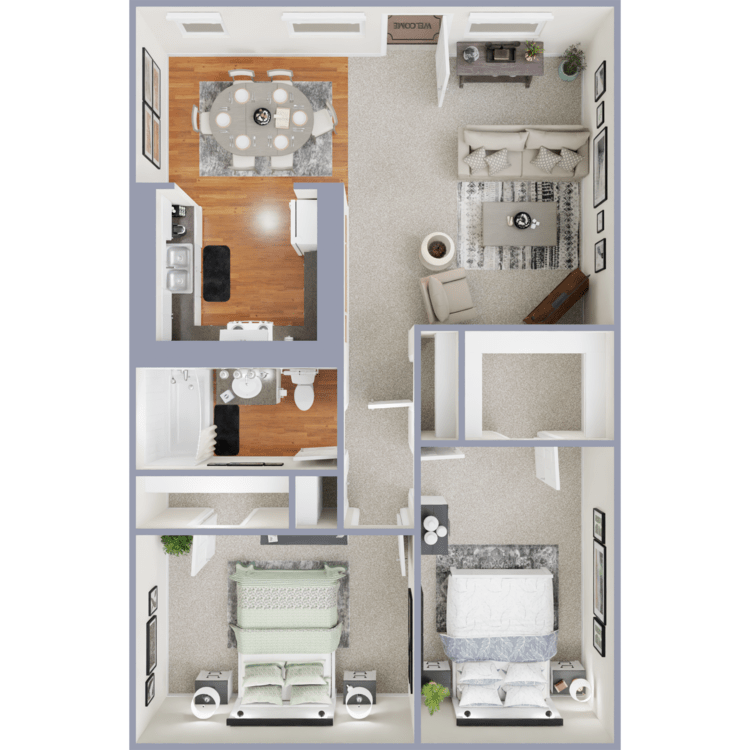 2B1B_839007_Overhead_28516.png - 2 Bedroom 1 Bath