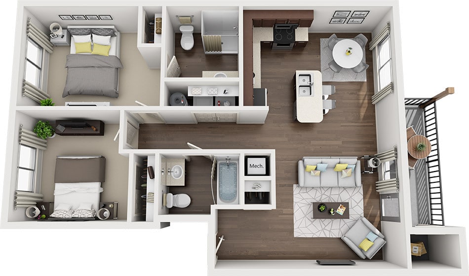 Floor Plan - 2X2 Silver