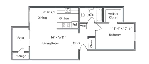 1BR/1BA - 1B