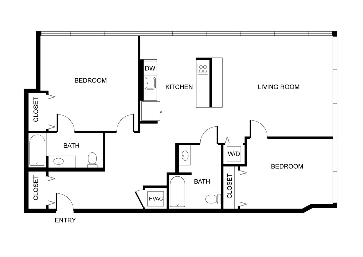 Floor Plan - West 7th | 2 Bedrooms, 2 Bathrooms 205