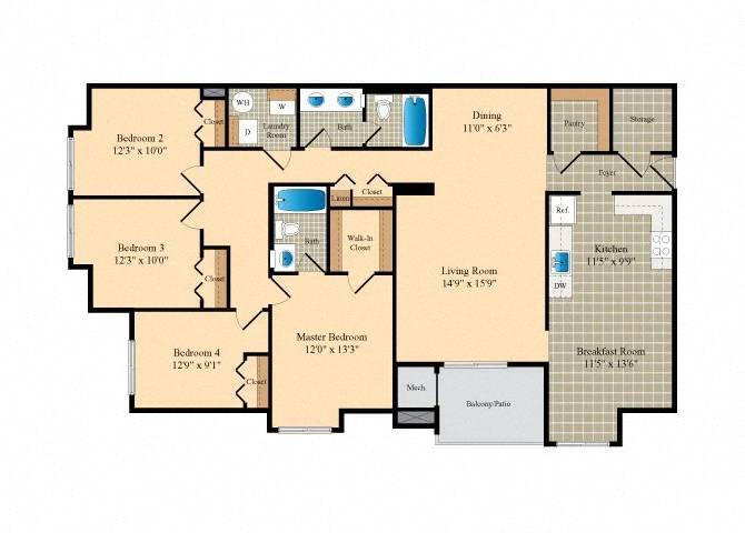 Floor Plan - 4x2 Large