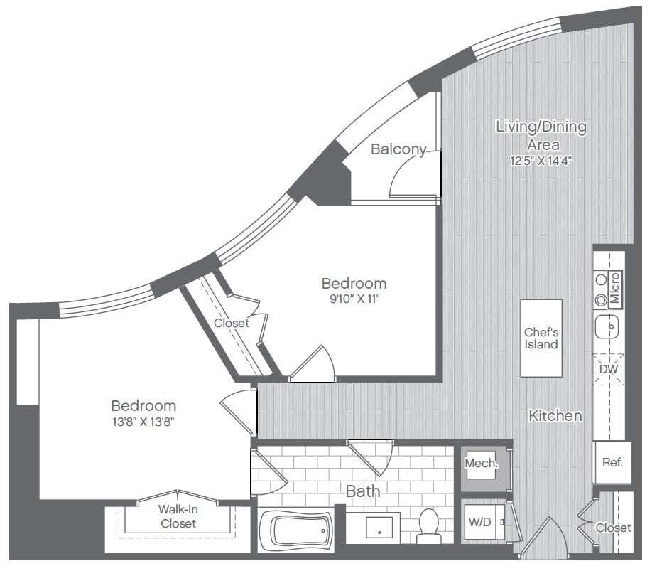 Floor Plan - 2 Bed/1 Bath-B4